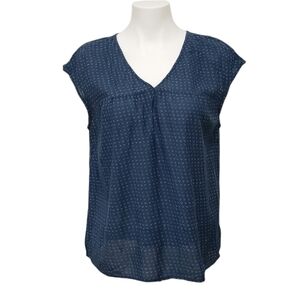 GAP V Neck short sleeve blue triangle dot pattern loose fit Top SP